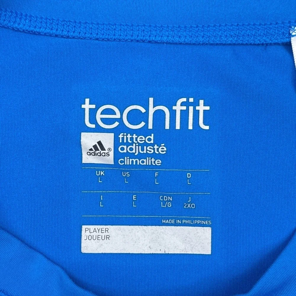 adidas techfit climalite T Shirt Mens Size Large Blue Athleisure‎ Crew Neck